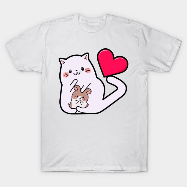 Kawaii style, mouse lovers, Valentine's Day, cute kawaii mice and cats . T-Shirt by SK1X